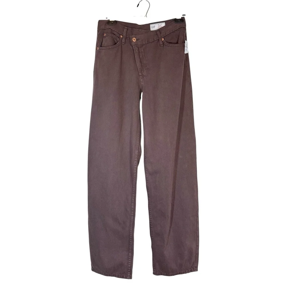 NWT Gap High Rise Crossover Barrel Jeans Size 26 Dark Brown Boho Hippie 90s